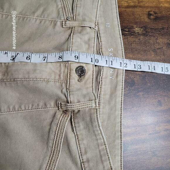 WHBM Jeans 12 Moto Skinny Mid Rise Zip Cargo Pockets Beige Tan Stretch Denim - Picture 7 of 10